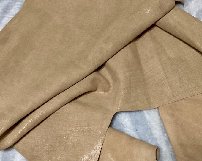 Light Tan Semi Gloss Leather Cowhide Remnant.  Craft Leather. CL68