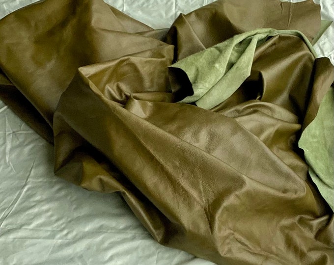 Garden Green Leather Cowhides,  Leather Hides,  MRH2782
