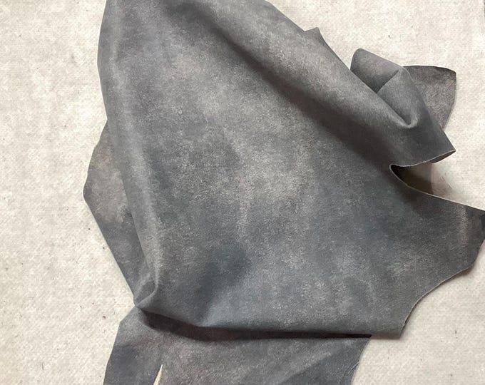 Distressed Blueish Gray Leather Cowhide Remnant,mmLPC72