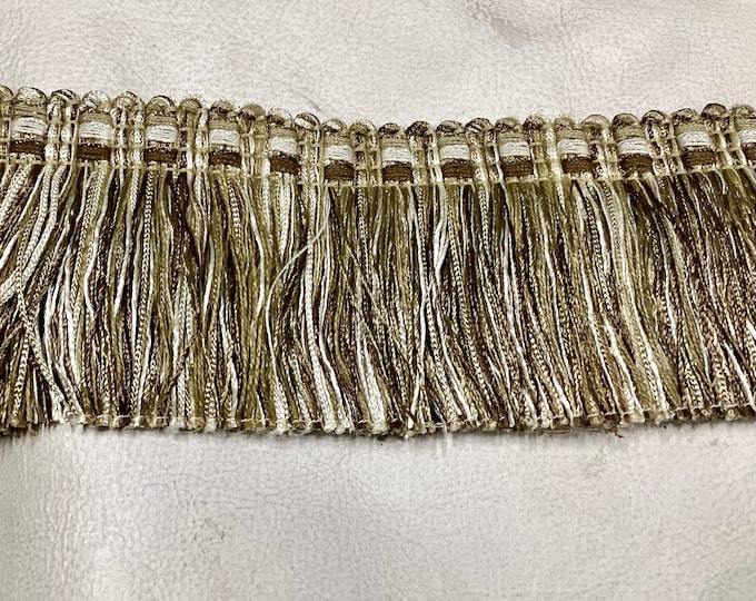 Taupe and Brown 3 Inch Cut Fringe.  9VNT1