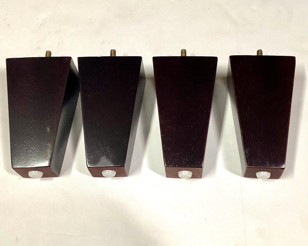 4 Mahogany Finish Wooden Furniture Legs, 5 1/2 Inches Tall. Risers ...