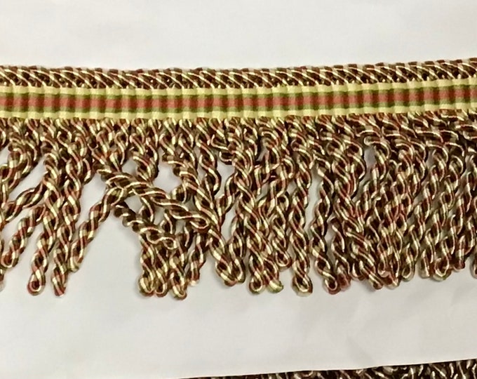 3 Inch Burgundy-Green-Gold Bullion Fringe 12 Yards. LX06