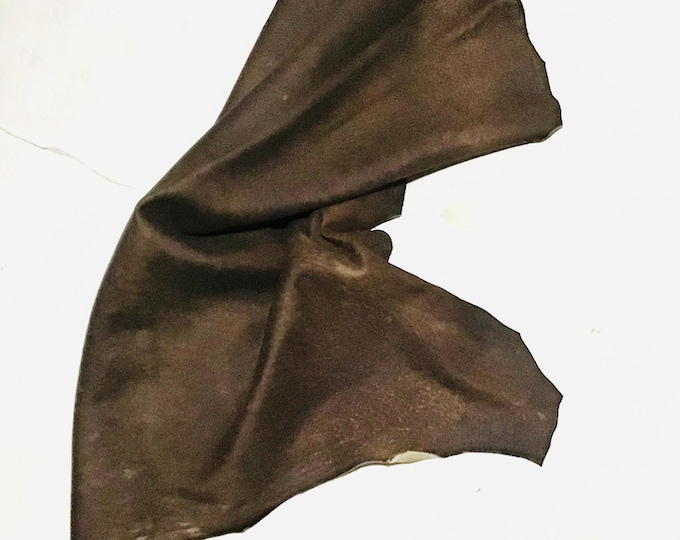 Brown Distressed Nubuc Leather Lambskins. Crafting Leather.  OSM35