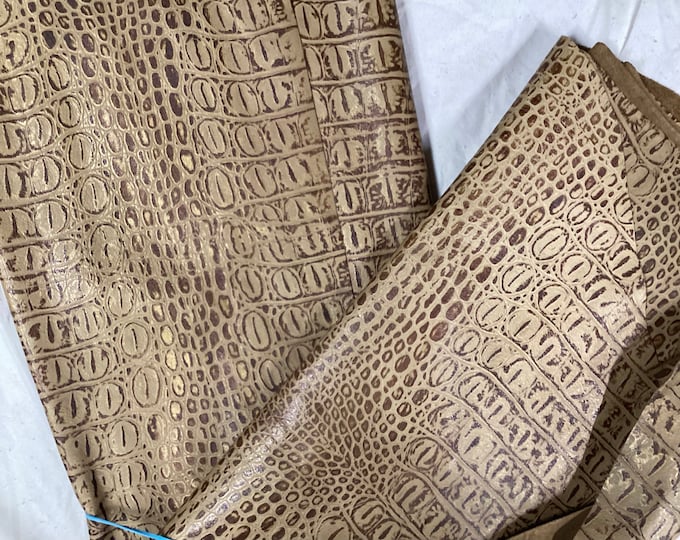 Indian Ginger Brown Embossed American Gator Leather Cowhide, TOWN720