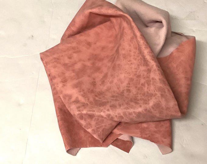 Pink distressed Leather Lambskins. Leather Hides. gifts. Leather Crafts. OSM1812