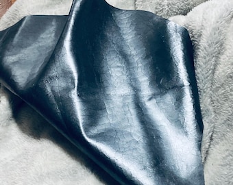 Pewter Embossed Reptile Lesther Lambskin.  SPC60