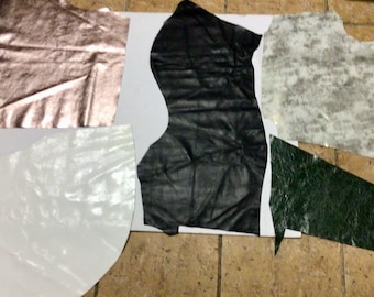 5 Pieces Leather Lambskin Remnants.  Leather hides.  SPC82