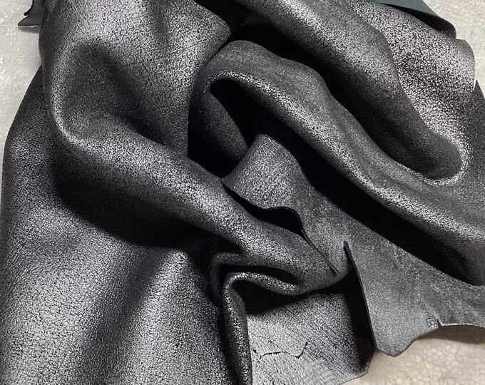Distressed Matte Pewter Leather Leather Lambskin.  OSM866