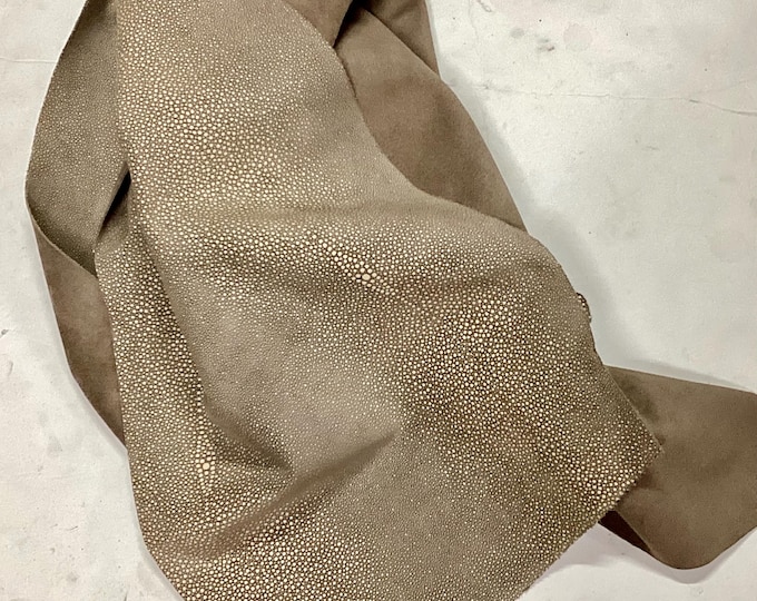 Cream Embossed Shark Leather Cowhide Remnants. Leather Pieces. Crafting Pieces. CL52531