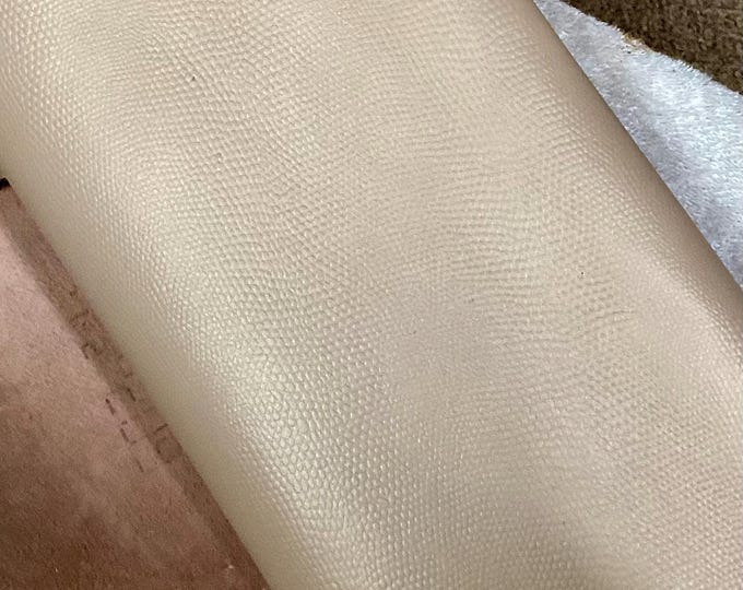 Tan Beige Embossed Parchment Pattern Leather Cowhide Side.  Cowhides. Crafting Leather. Handbag Leather. Upholstery Leather. TOWN480