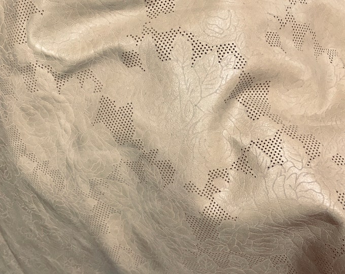 Barley Tan Laser Cut Floral Pattern Leather Cowhide DD4054