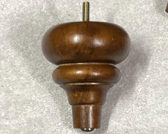 Oak Finish Turned Wood Furniture Legs - 4 Inch (Set of 4)