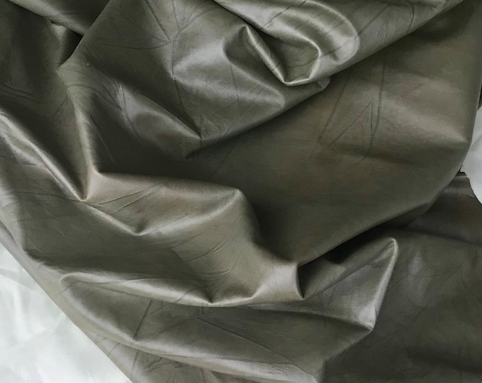 Green Embossed Leather Cowhide Remnant.  MRH2621