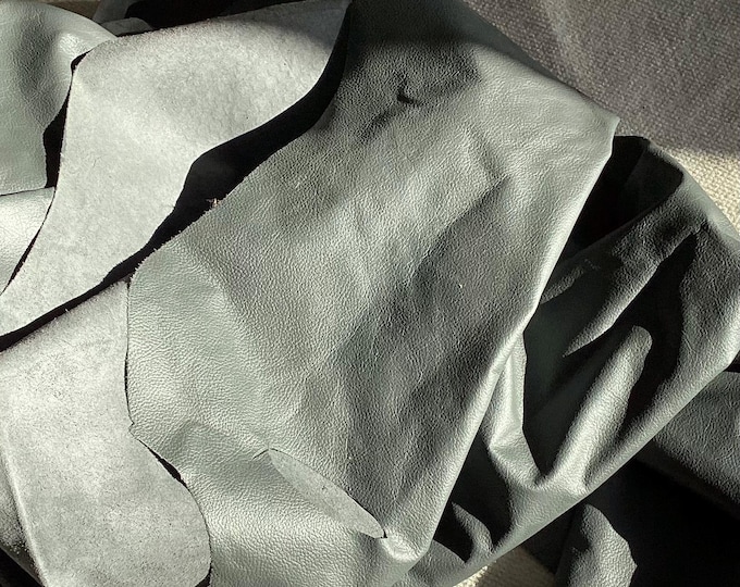55 square feet Gray Automotive Leather Cowhide.  Upholstery. Garment. Crafting.  601CL