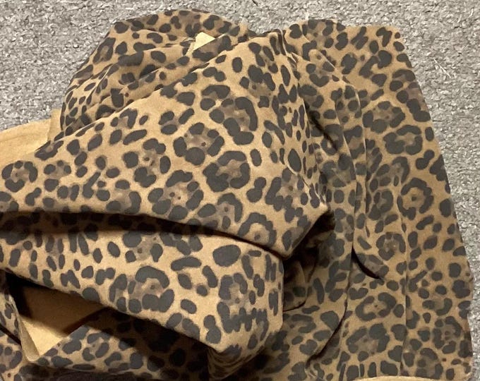 Leopard Print Cowhide Leather Remnant, Soft Matte Upholstery. LAC47
