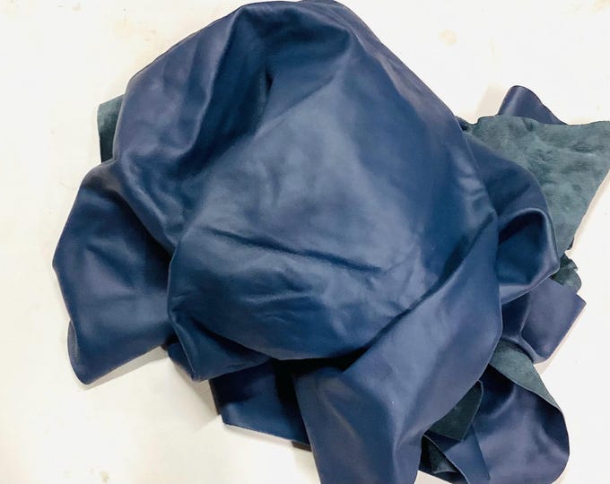 Blue Leather Cowhide Remnant.  Leather Pieces. Upholstery Leather, Garment Leather. Crafting Leather. BR888