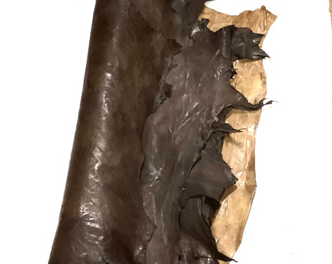 Package of 7 Brown Embossed Leather Lambskins.  Leather Hides, Crafting Leather.  OSM23