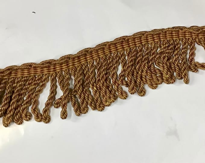 Gold , Brown and Burgundy 3 inch Bullion Fringe.  trim.  W147