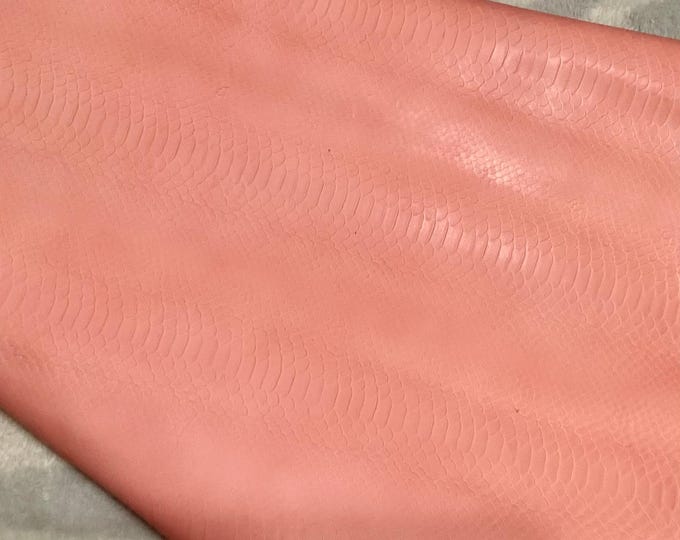 10 square feet bubble pink embossed Python leather cowhide remnant,  crafting leather. DIY.  CA734