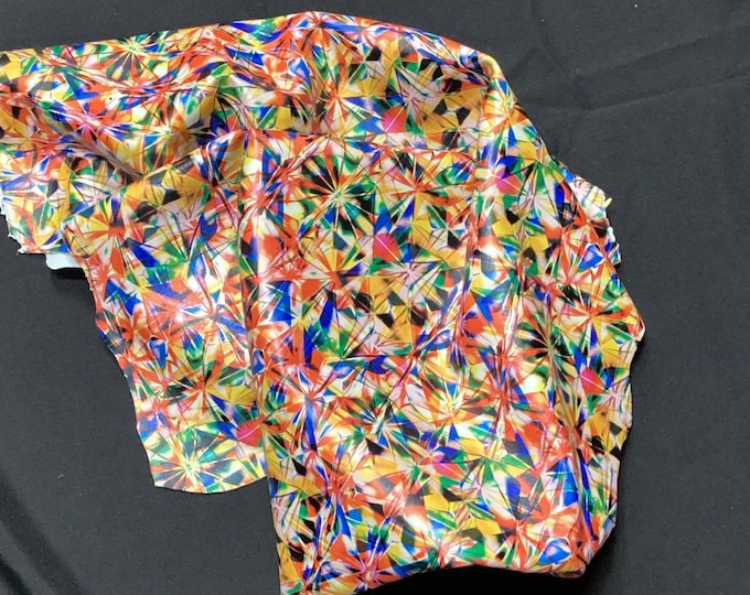 Rainbow of Colors, Abstract Print Leather Lambskins. Leather hides.  OSM900.  Gifts
