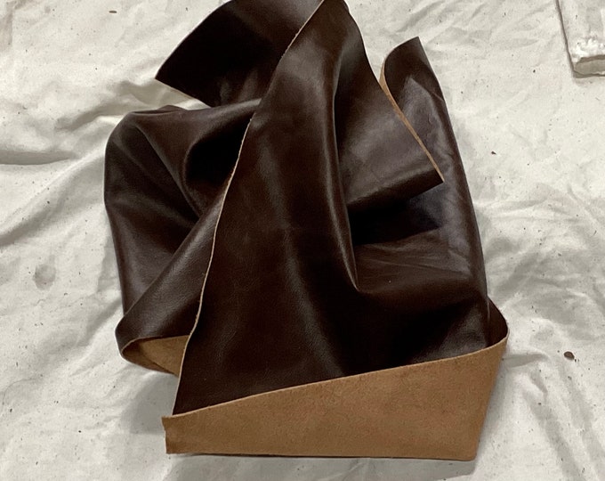 2 Pieces Plymouth Brown Leather Cowhide Squares.  HY762