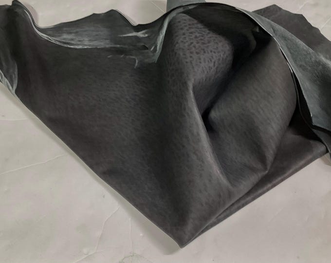 Black Distressed Leather Lambskin. Leather Hides. Garment Leather, Crafting Leather, AI.  OSM1128
