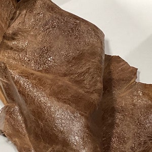 Distressed Brown Reversible Leather Lambskin.  Leather Hides.  OSM07746