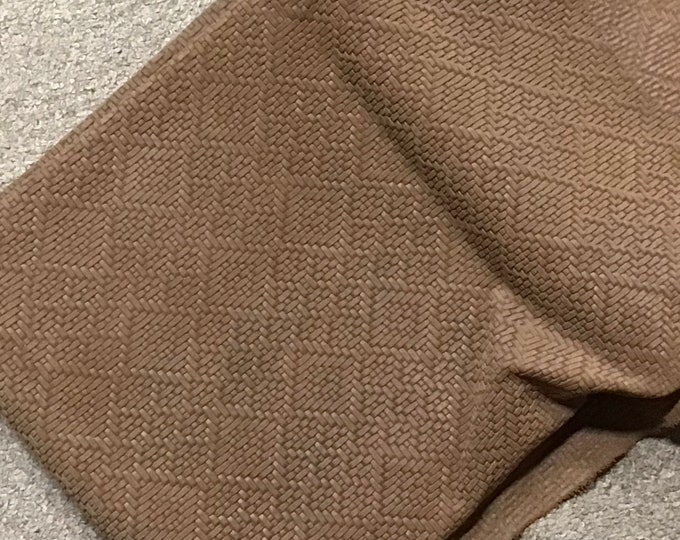 Brown Woven Embossed Nubuc Leather Cowhide Remnants,  DD4078