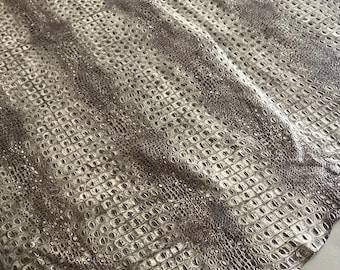 Gray and Brown Embossed Gator Leather Cowhides. Upholstery, Boot, crafting leather.  052620