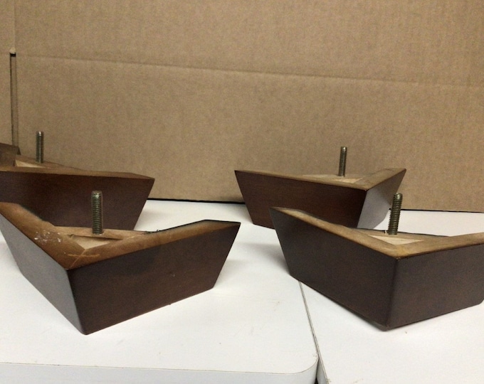 4 Medium Oak Finish Wooden Furniture Legs. Chair Risers. sofa legs.   .   4596