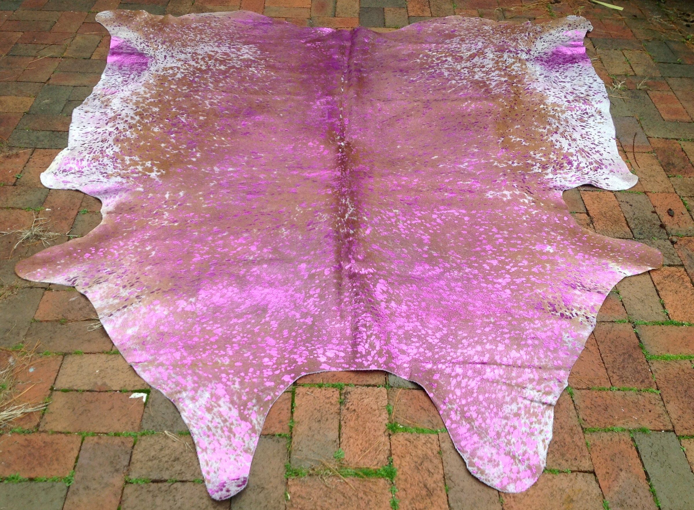 Fuschia Metallic Acid Wash Hair On Cowhide Rug 121902 Area