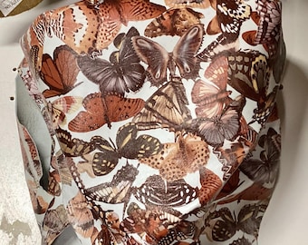 Brown On White Butterfly Print Leather Lambskin,  Gifts   OSM652