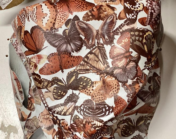 Brown On White Butterfly Print Leather Lambskin,  Gifts   OSM892