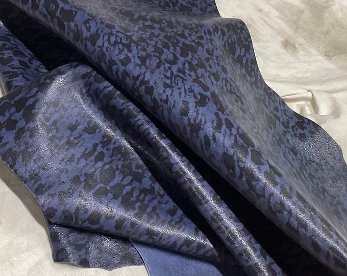 Black and Blue Printed Leather Lambskins. OSM10214