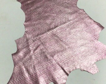 Pink metallic Embossed Leather Lambskin.  Leather Hide,  SPC76