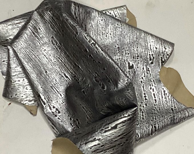 Silver embossed bark leather Lambskins.  OSM80261