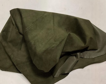 Evergreen Suede Pigskin Leather Hide: Soft, Pliable, Reversible (10 sq ft)