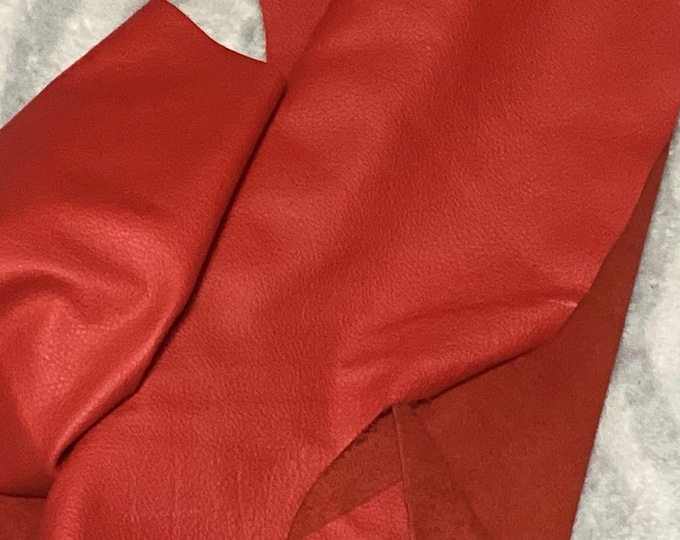 2 Pieces Lipstick Red Leather Cowhide Remnants. 620CL