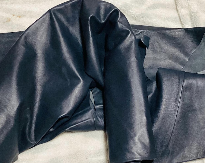 Navy Blue Leather Cowhide, Upholstery, Garment, Automotive Grade. DEAL61