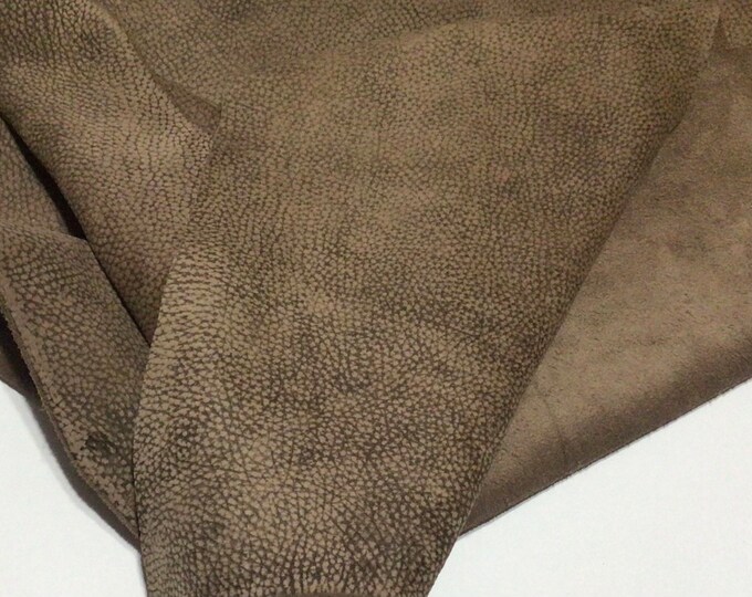 Swamp Mud Brown Leather Cowhide Remnant with Brand.  MRH2634