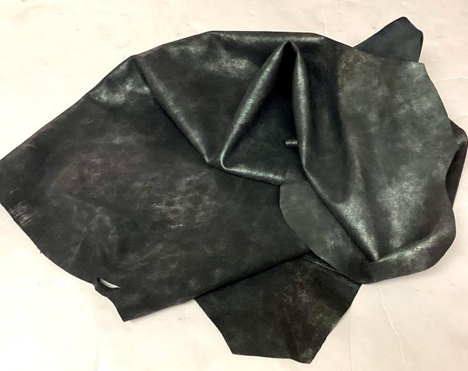 Distressed Gray Leather Lambskin.  Leather Hides. Crafting Leather, Handbag Leather. OSM1842
