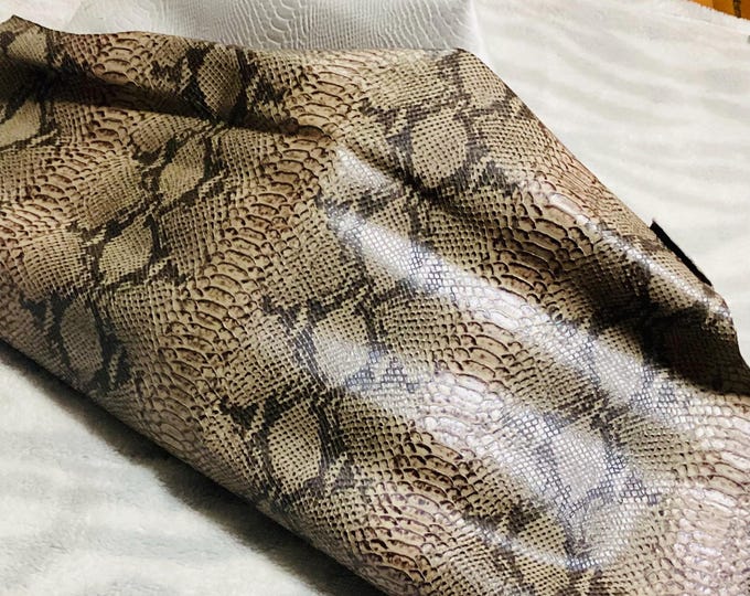 Brown Embossed Python Leather Cowhide Remnant,  CA116