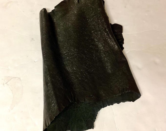Black Metallic Leather Lambskin. Leather Hides. crafting Leather.  OSM1841