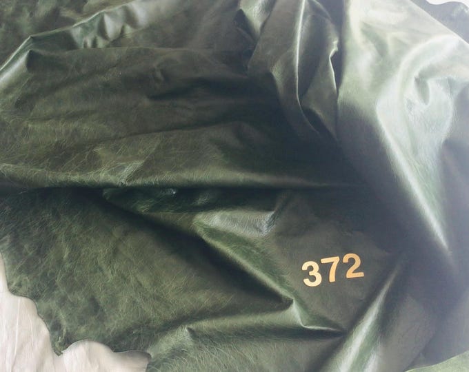 Green Leather Cowhide Remnants: Soft Upholstery Crafting Leather. CL372