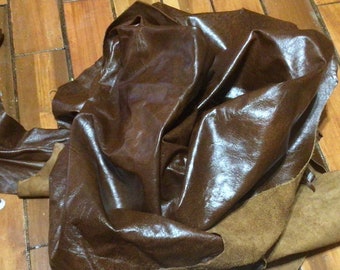 Butternut Brown Cowhide Leather Remnant: Soft Semi-Gloss Upholstery