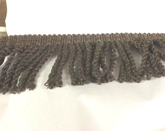 3 Inch Brown Knitted Bullion Fringe 18 Yards. Upholstery Trim. Trim. Decorative. E29