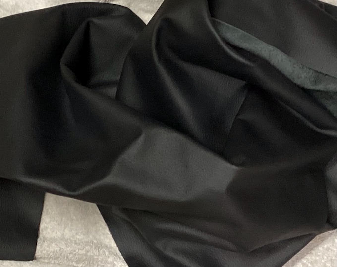 Ballard Black Leather Cowhide Remnant. Leather Hide. Cowhides. Upholstery leather.  TOWN391