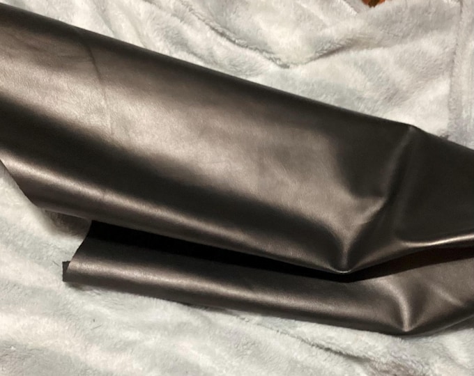Pearlized Carbon Pewter Cowhide Leather - 55 sq ft Upholstery Garment Leather 12951