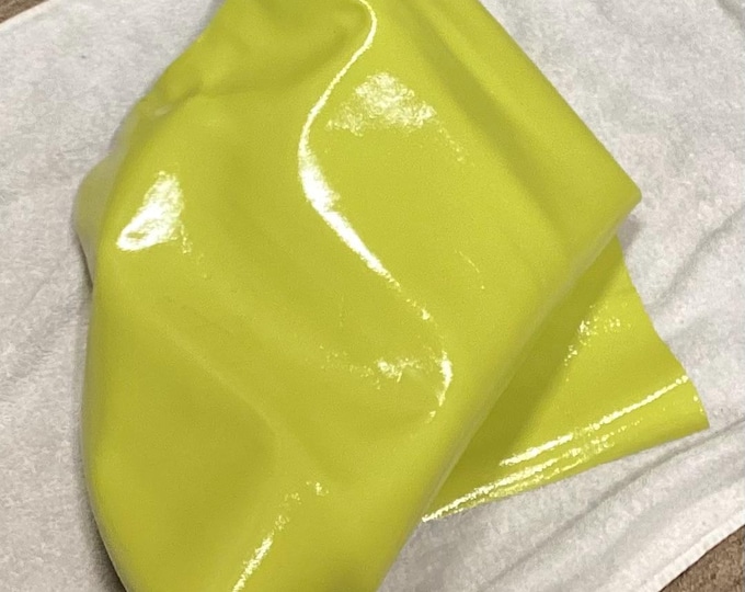 Yellow leather cowhide Remnant.  Leather Pieces. Handbag Leather.  OSM8602