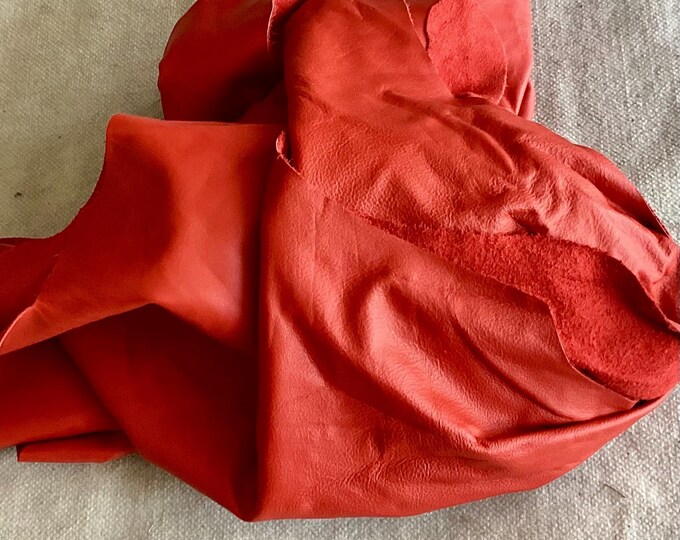Lipstick Red Leather Cowhides. Upholstery. Automotive. Garment. Crafting Leather,  611CL